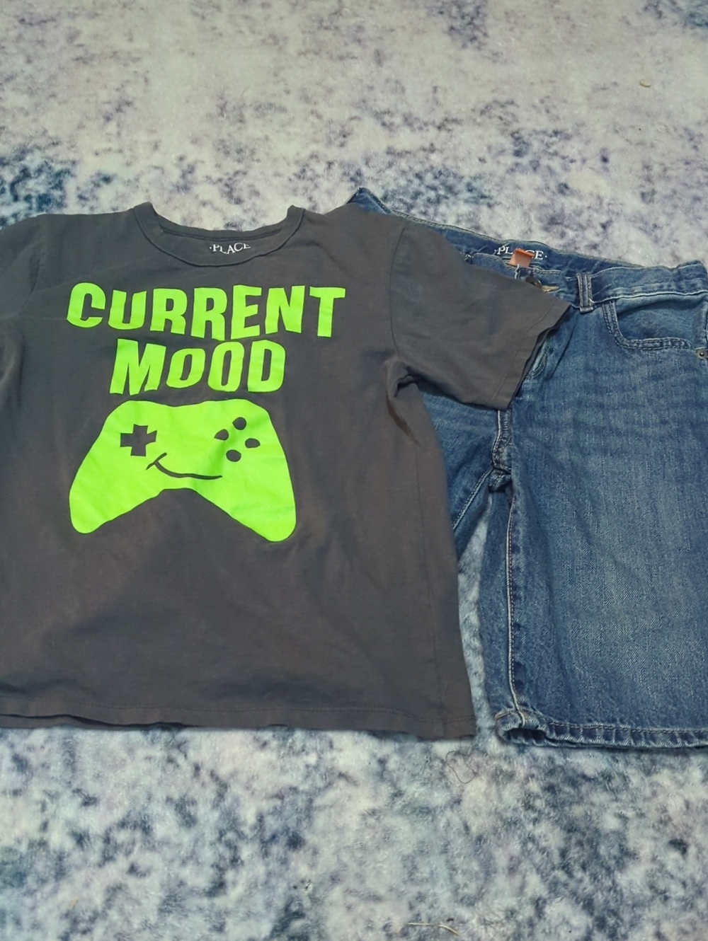 The Children's Place Charcoal Tee And Denim Shorts